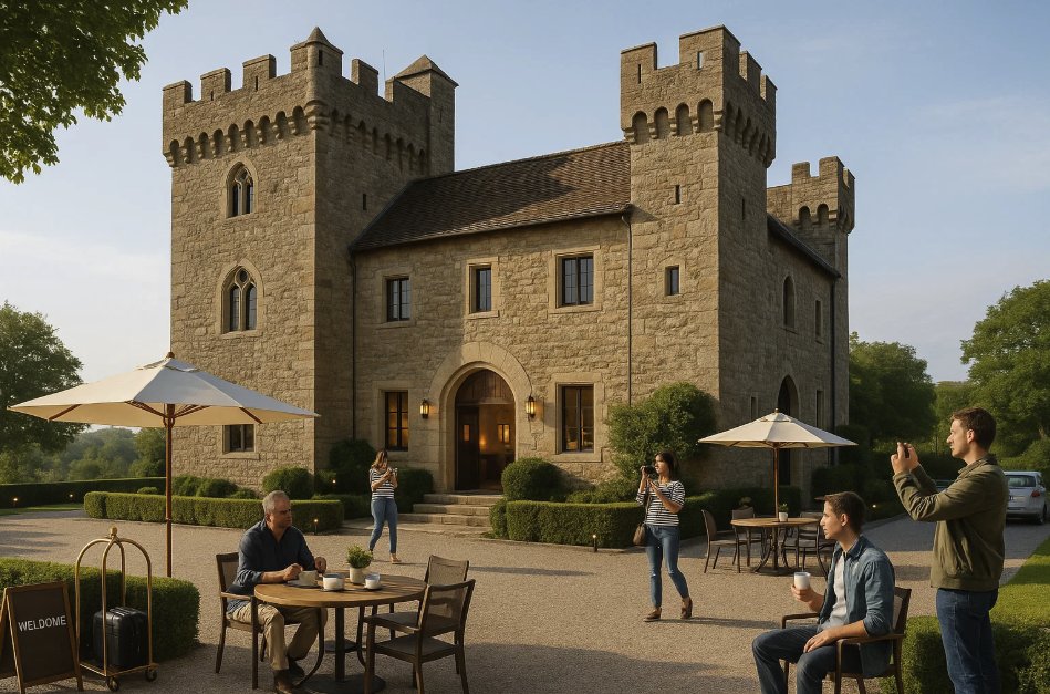 Château médiéval réhabilité en lieu d’accueil touristique. Un patrimoine fortifié reconverti pour de nouveaux usages résidentiels ou culturels